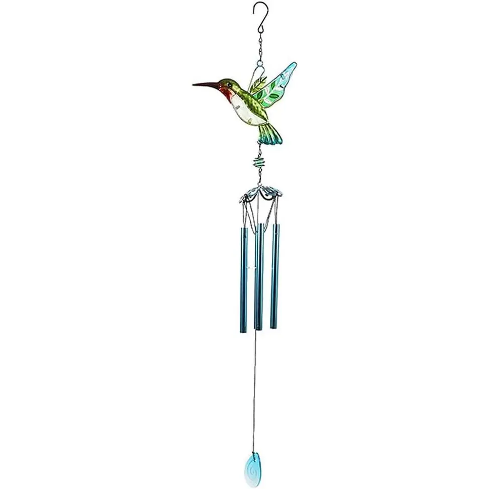Hummingbird Design Wind Chimes for Outside, Personalized Wind Chimes with 4  Tubes for Garden, Patio,  Decor, Ideal  for Wind Chimes Lovers and  (Green)