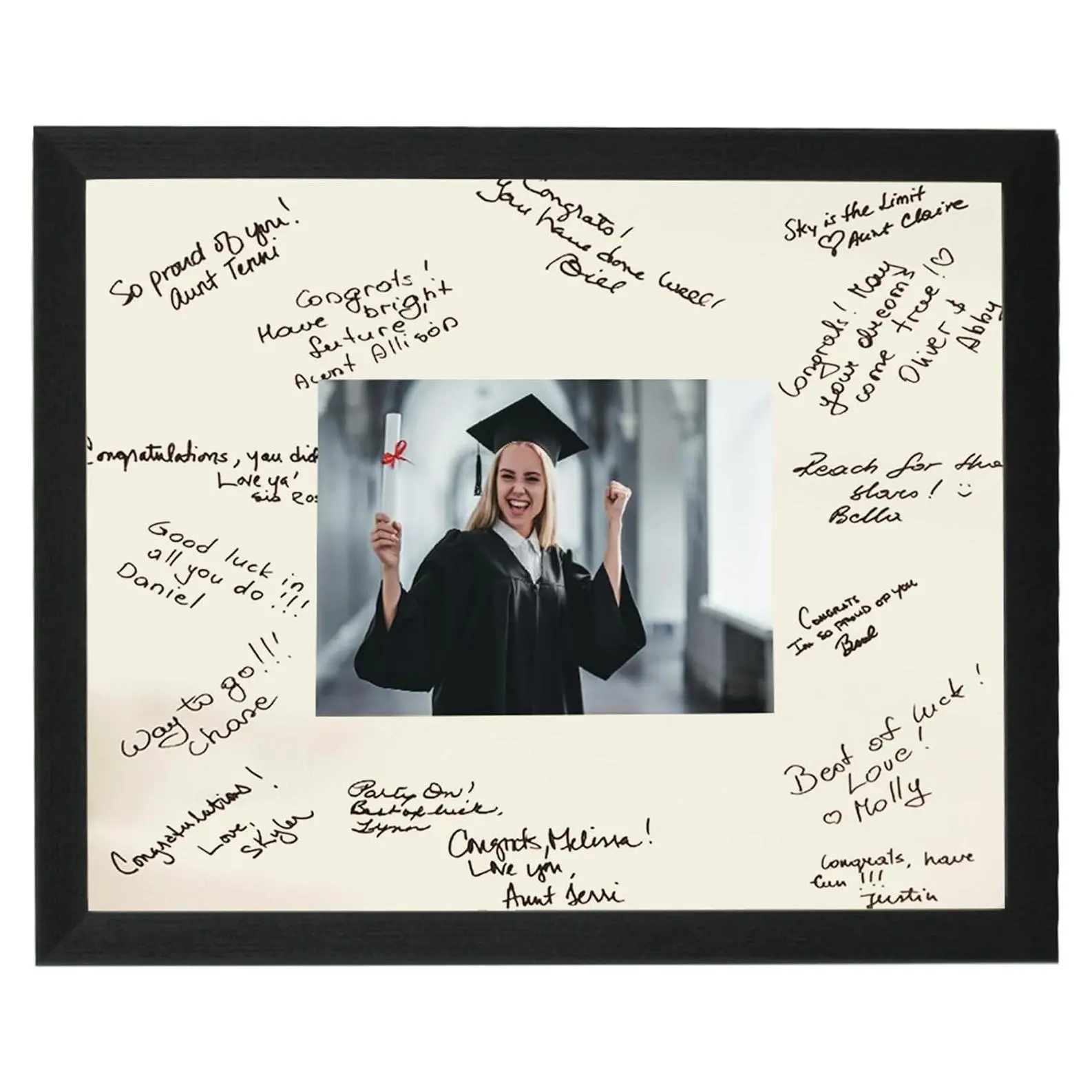 11x14 Signature Picture Frame with White Mat for 5x7 Photo - Wall or Tabletop Display for Wedding & GraduationGift
