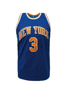 Men's New York #3 Embroidered Basketball Jersey, Stitched Name & Number Retro Throwback Sleeveless Basketball Shirt, Breathable Sportswear for Men Women Youth, S-3XL