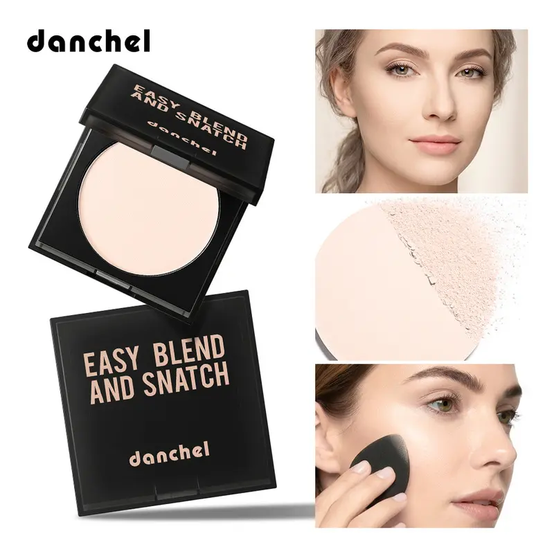 Danchel dual-purpose matte setting and contour powder cake, Matte pressed powder, with silky powder, prevents caking and patchy makeup, absorbs facial grease for long hours to form matte blurred makeup, multiple shades match yellow and dark skin tones