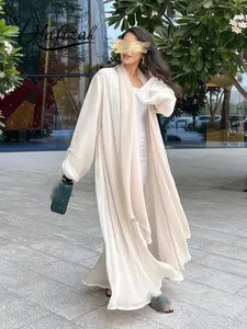 Hafizah Women's Bubble Sleeve Long Cardigan, Loose-Fitting Breathable Outerwear, Elegant Versatile Fashion for All Seasons