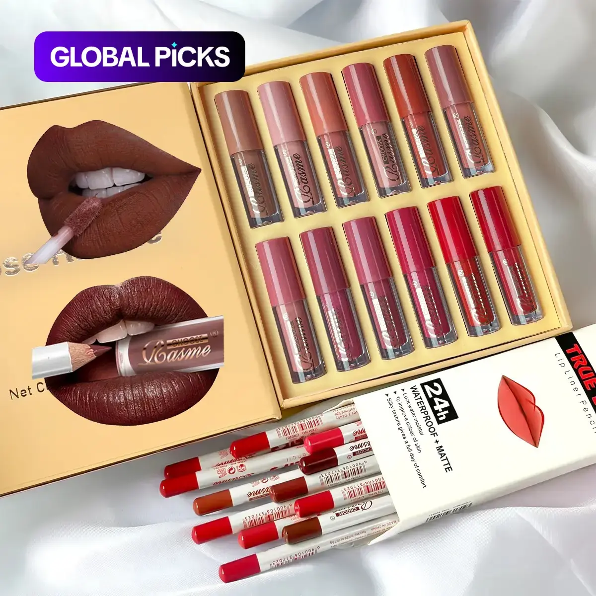12 Color Matte Velvet Liquid Lipstick Set, Long-Lasting Non-Stick Formula, Includes 12 Matte Lip Liner Pencils, Perfect for Makeup Enthusiasts