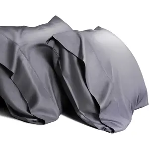Cooling Queen Pillowcases Set of 2 Breathable Cool Silky Soft Rayon Derived from Bamboo Fabric, Moisture Wicking for Hot Sleepers, Hair and Skin Friendly, Dark Grey, 2 Pack, 20x30IN