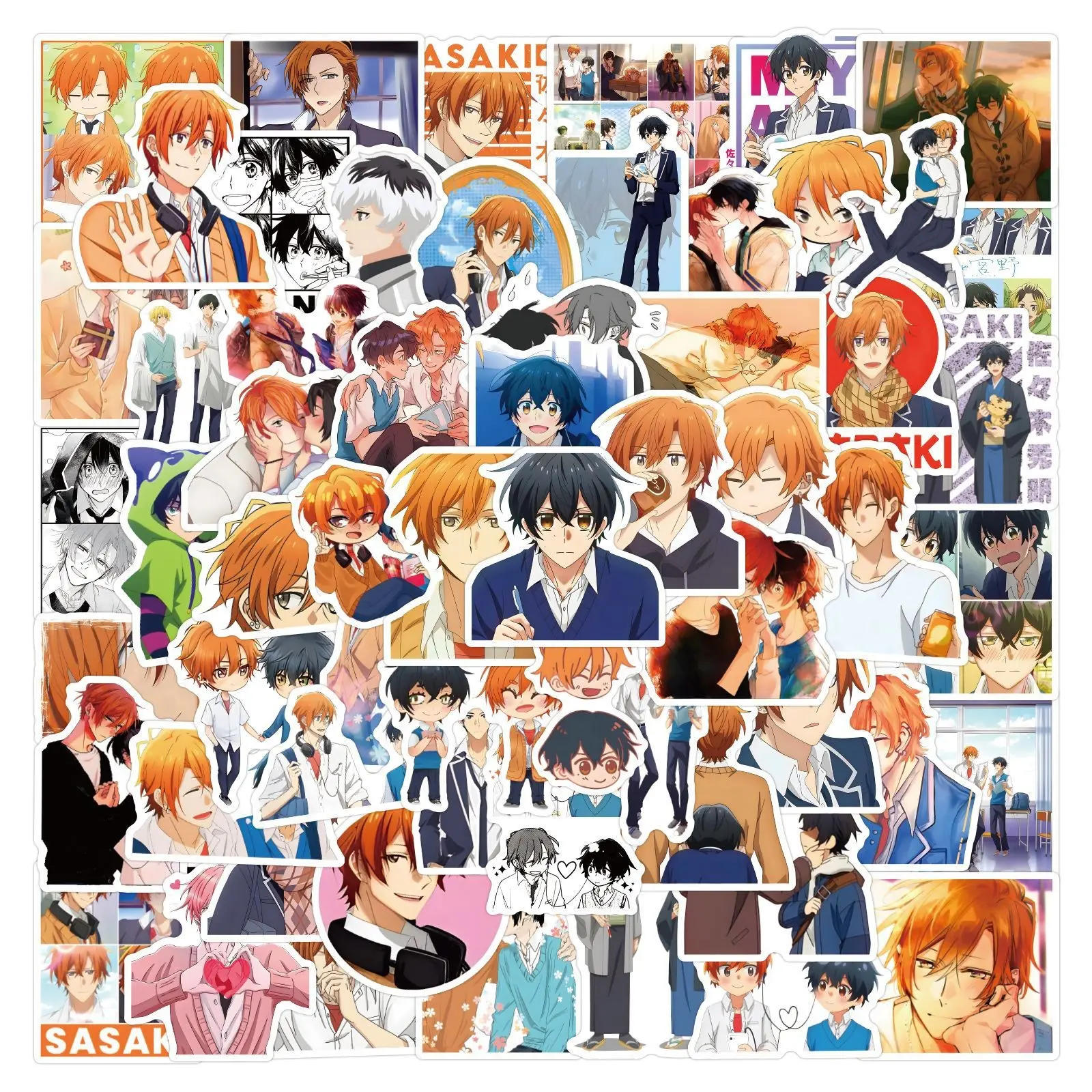 55-110 Anime Stickers, Sasaki & Miyano Cartoon Graffiti, Waterproof Stickers for Cars, Car Luggage Cup Phone Case Stickers, Fun Decorative Decals