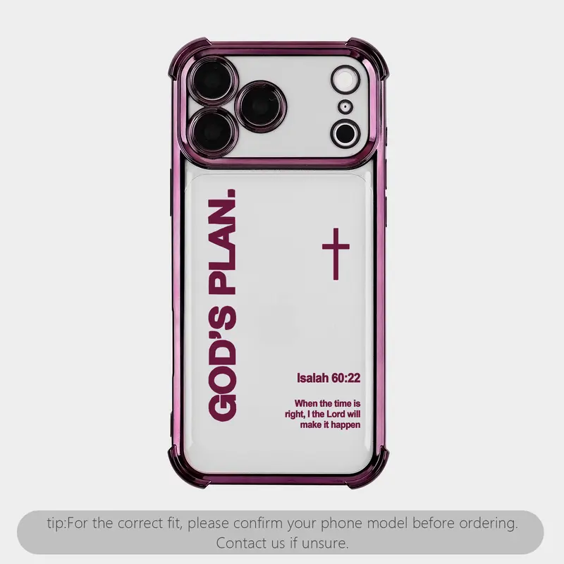 God's Plan Scripture Verse TPU Smartphone Case & Cover, Shockproof Bumper with Lanyard for iPhone 18/17 Pro Max,16,15 Plus,14-11,XR,XS & Galaxy S25-S22, Durable White Silver Minimalist Religious Accessories for Protection, Fashion Spicy Girl Fit, NN89