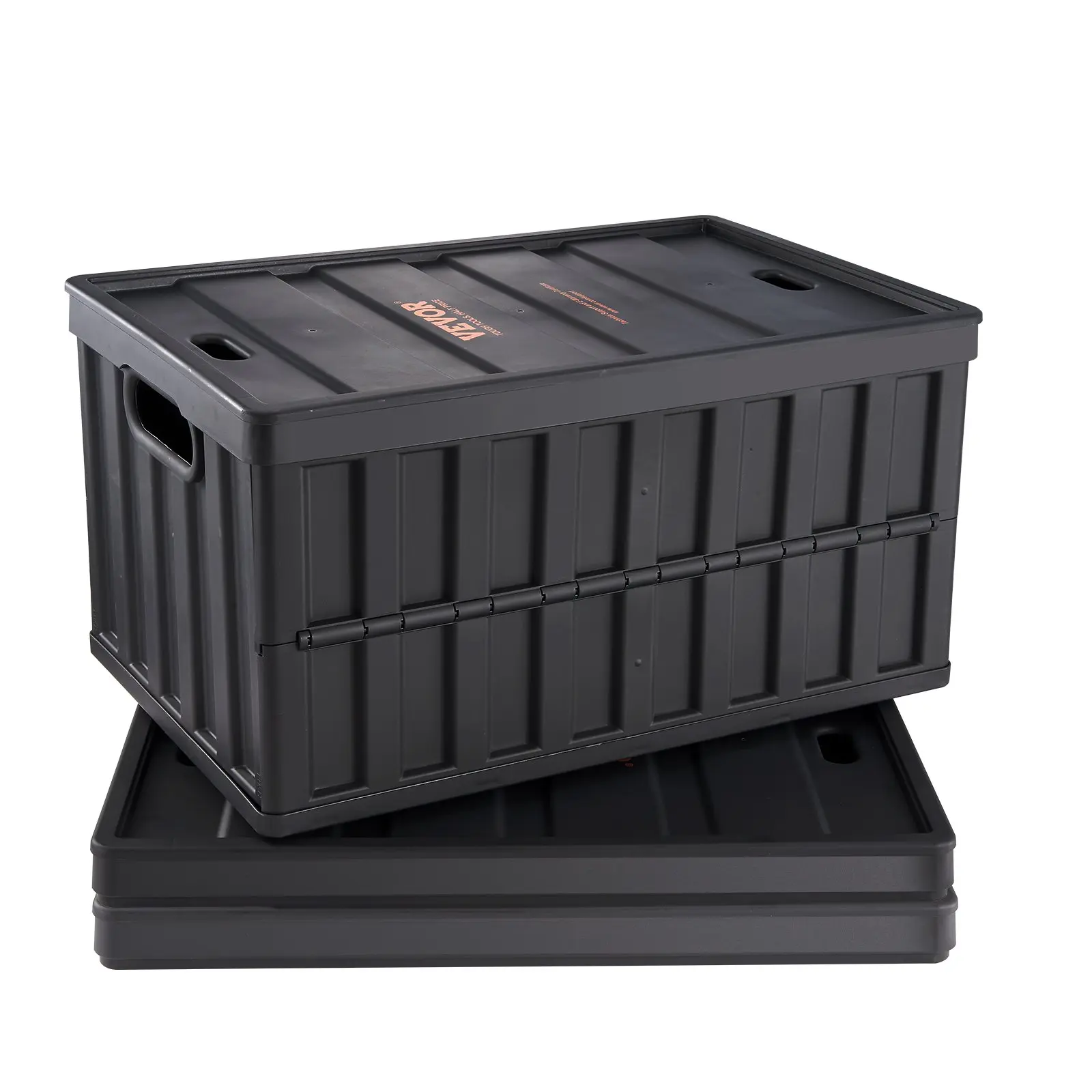 VEVOR 3 Packs Large Size Collapsible Storage Bins with Stackable Lids, 65L Heavy-Duty Plastic Organiser Boxes with Handles, Multifunctional Closet Containers for Clothes, Toys