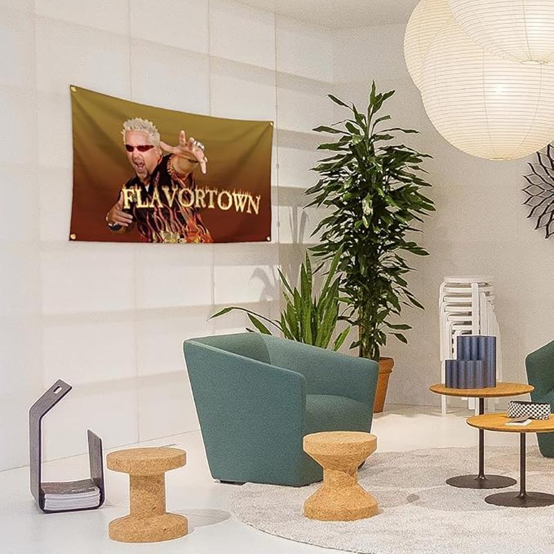 Guy Fieri Flavortown Flag, 3x5 Feet Durable Fun Poster Wall Banner with Brass Grommets, Tapestry Wall Hanging, Versatile Use, Perfect for Home Bedroom Decor, Dorm Room Decor, Living Room Wall Decor, Outdoor Parties & More!