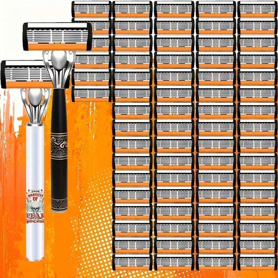 This classic men's razor features 72 ultra-sharp and durable blades, and its advanced design ensures a safe and smooth shaving experience.  It comes with two non-slip handles, making it an ideal gift for holidays and Valentine's Day.