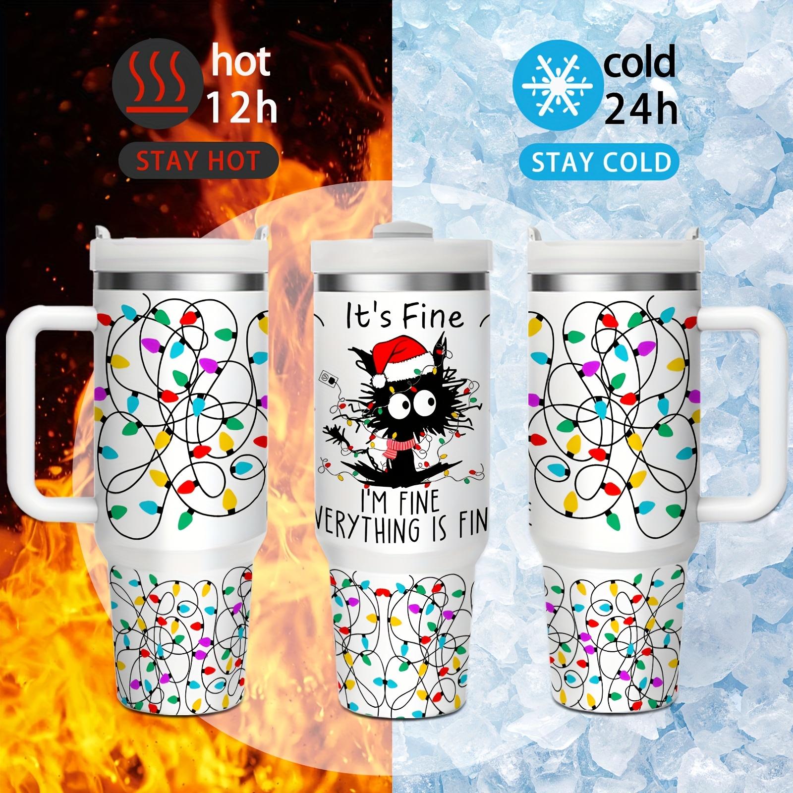 1 40 oz insulated sippy cup, Fun Christmas - Vacuum Coffee Mug with Double Stainless Steel and Handle - Perfect for Christmas, Thanksgiving and Valentine's Day, Local Warehouse, Easy Mug for Hot and Cold Drinks, Kitchen Essentials.