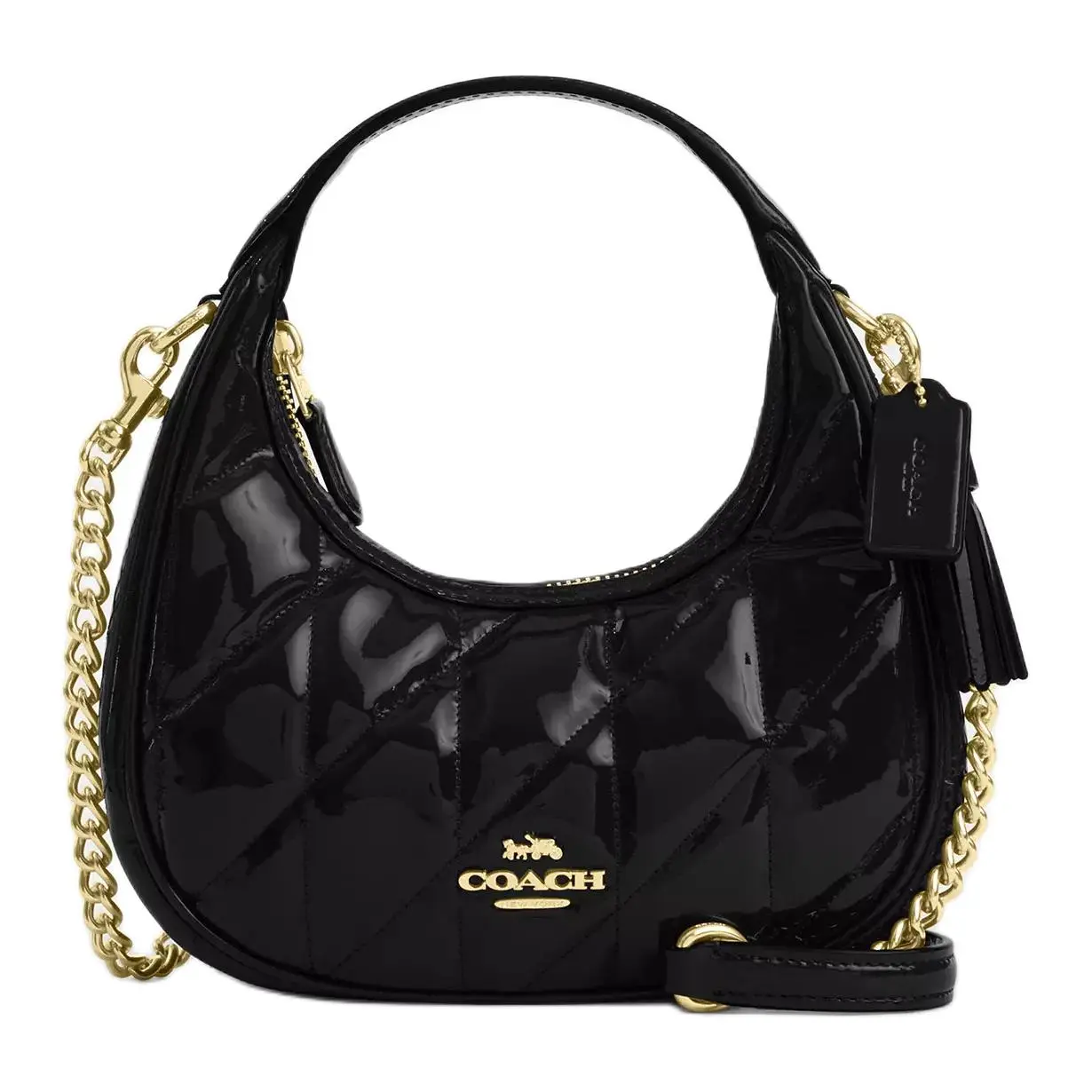 Coach Carmen 20 Quilted Crossbody Bag for Women – Genuine Leather, Small, Black