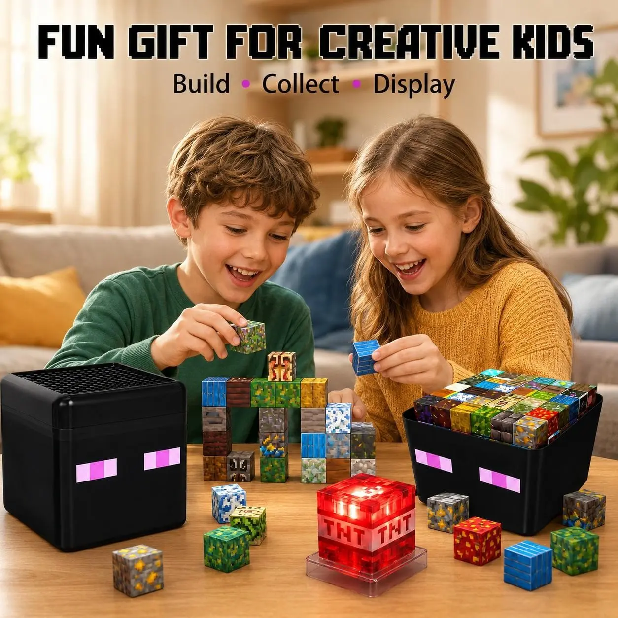 Glow Magnetic Tiles Building Kit Playset with Storage Box, 100/150/200 Pcs Multi-Size STEM Montessori Sensory Toy for Toddlers 3+, 3D Construction Blocks Cultivating Spatial Thinking, Christmas Birthday Gifts for Boys & Girls