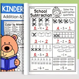 32 Pages Of Math Exercises On Addition And Subtraction Within 10, For Preschool Education, Mental Arithmetic Practice Book, Picture-Based Equation Writing And Decomposition Calculation Arithmetic Problems.