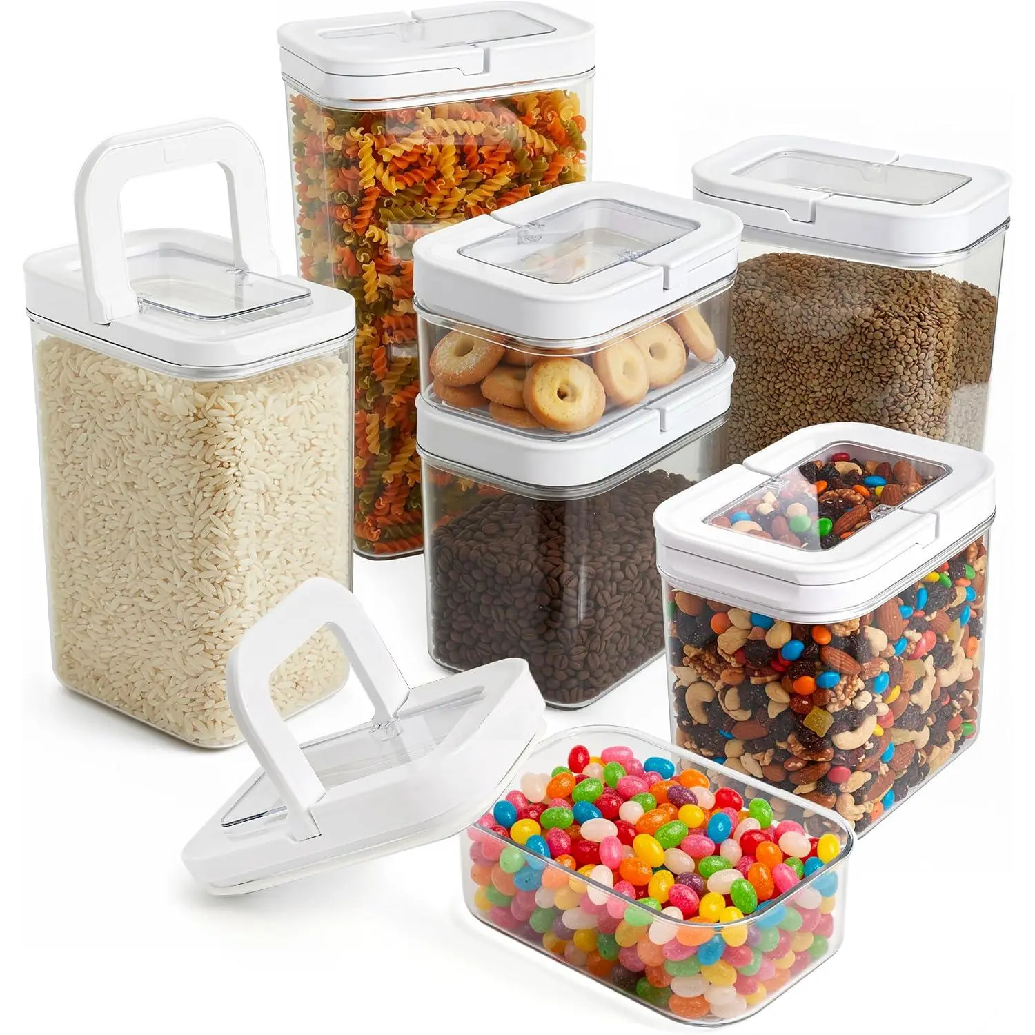 Airtight  Storage Containers for Pantry, 7 count | FlipLock -Hand Seal, Airtight , For Flour, Sugar, Cereal & Snacks