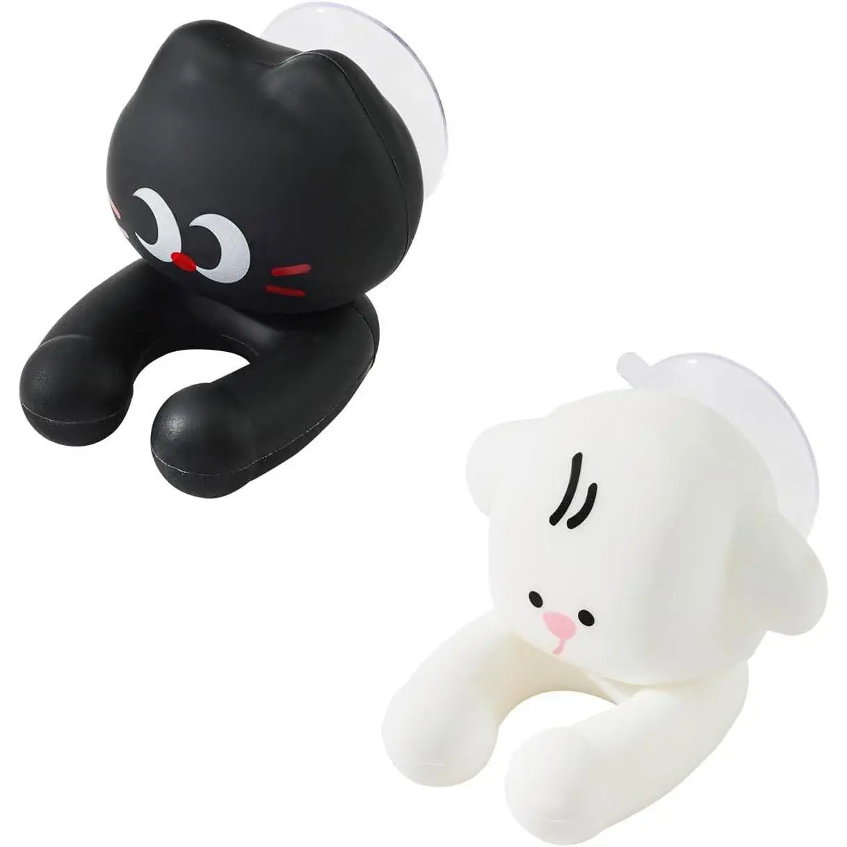 2 PCS Kids' Bathroom Toothbrush Holder,Suction Mount Silicone Toothbrush Holder,Cute Cartoon Cat and Dog Design, Perfect for Kids and Families