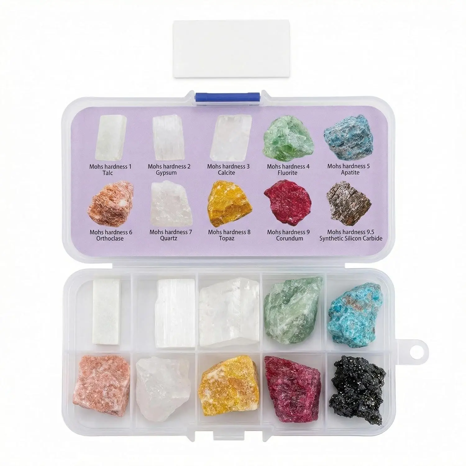Mohs Hardness Test Kit - Complete 1-10 Mineral Identification Set with Streak Plate, Compact Geology Tool for Professionals