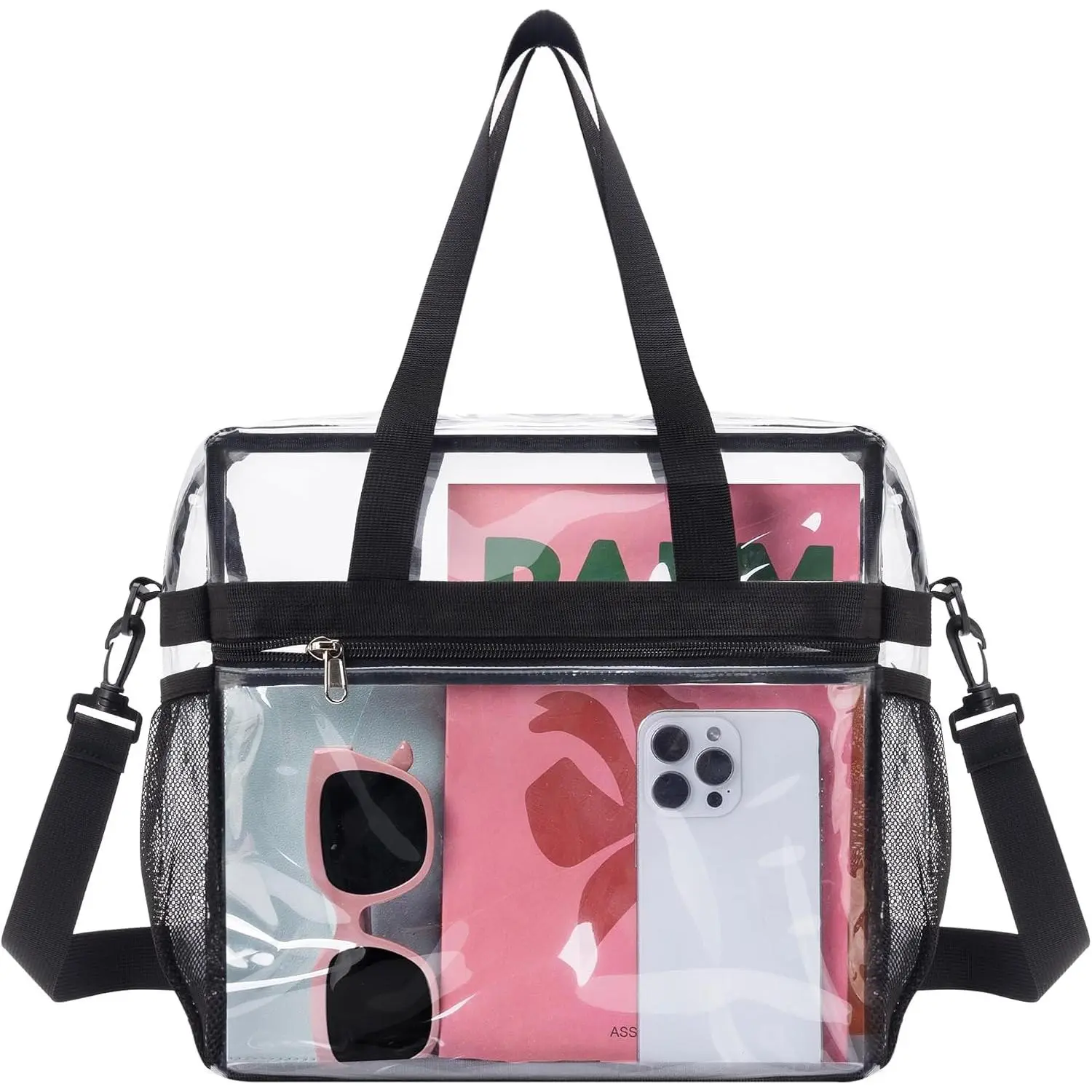 Clear Tote Bag for Stadium Events, 12x6x12 Stadium Approved | Clear Stadium Bag for Women with Detachable Strap, See-Through Transparent Tote for Work, Concert, Festival,