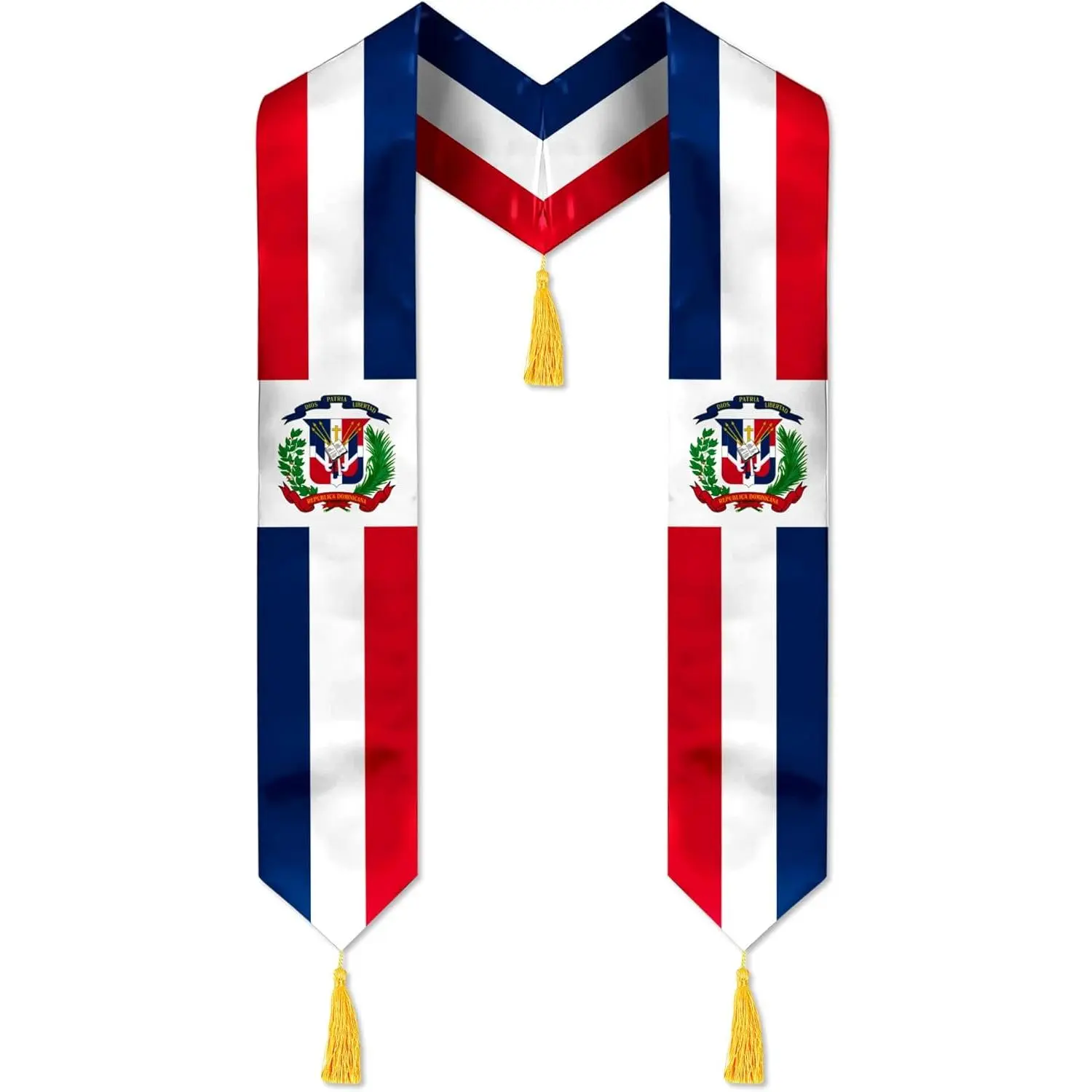 72 in Flag Graduation Stole - Fabric Graduation Sash with Gold Tassels, for International Graduates to Flag Your Roots & Celebrate Your Achievements, Celebrating Your Achievements, Embroidered