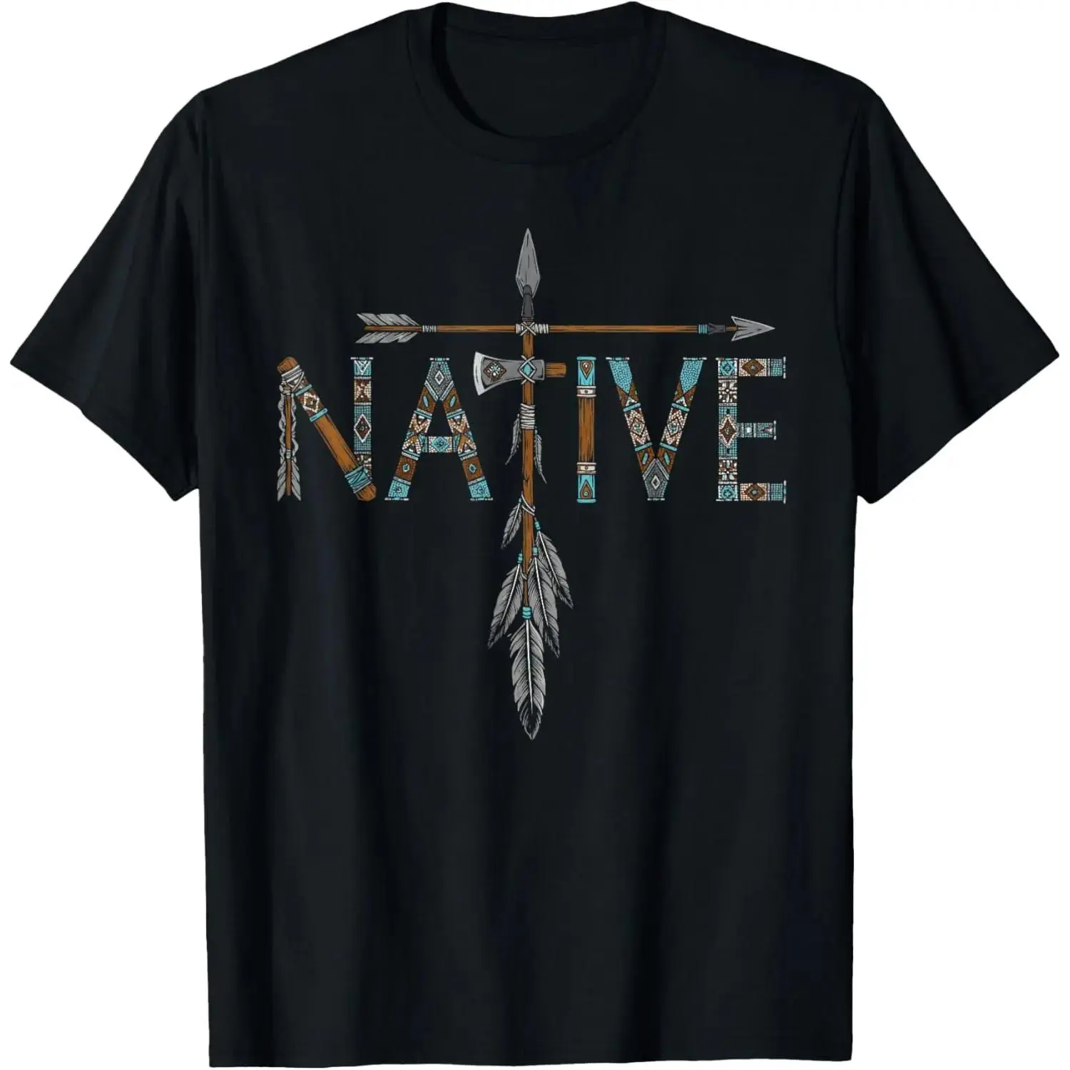 Men's Native American Day Pride Indigenous Graphic Print T-Shirt - Short-Sleeve, Round Neck, Regular Fit, 100% Soft Natural Cotton, Casual Tee, Streetwear Menswear Tops, Moisture-Absorbent, Gentle Handwash Apparel