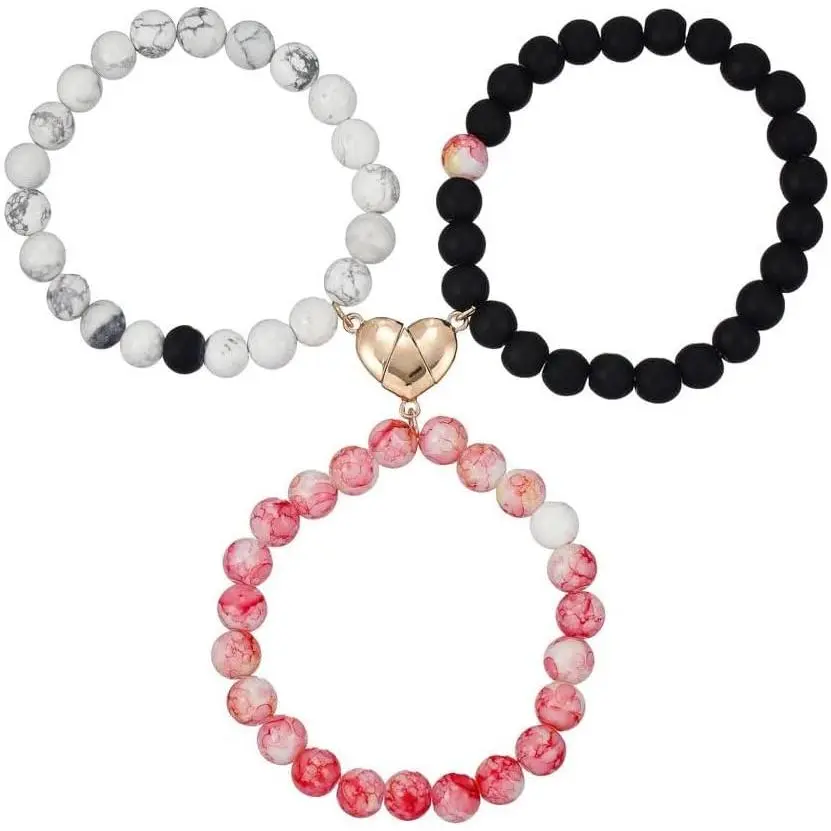 Bestie Beaded Bracelet Set of 3 Heart Design for Women, BFF Friendship  for  Sisters