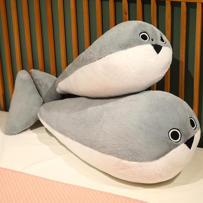 50/80/100CM Sacabambaspis Grey Lifelike Fish Doll Plush Toy Stuffed Pillow Sea Animals Toys Sofa Cushion Decor for Kids Girls