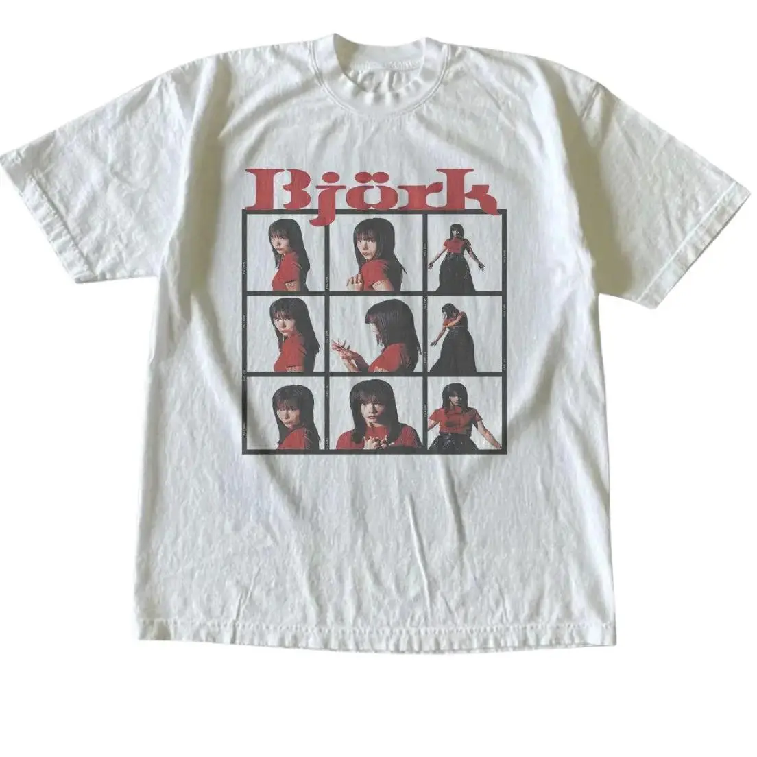 Women's Short-Sleeve Casual Round Neck Fitted T-Shirt - Bjork Art Pop Music, Gothic Grunge Emo Amity Affliction Theme, Minimalist Printed Crewneck Gift Top, Cute Clothes Streetwear, Shortsleeve, Cute Shirts