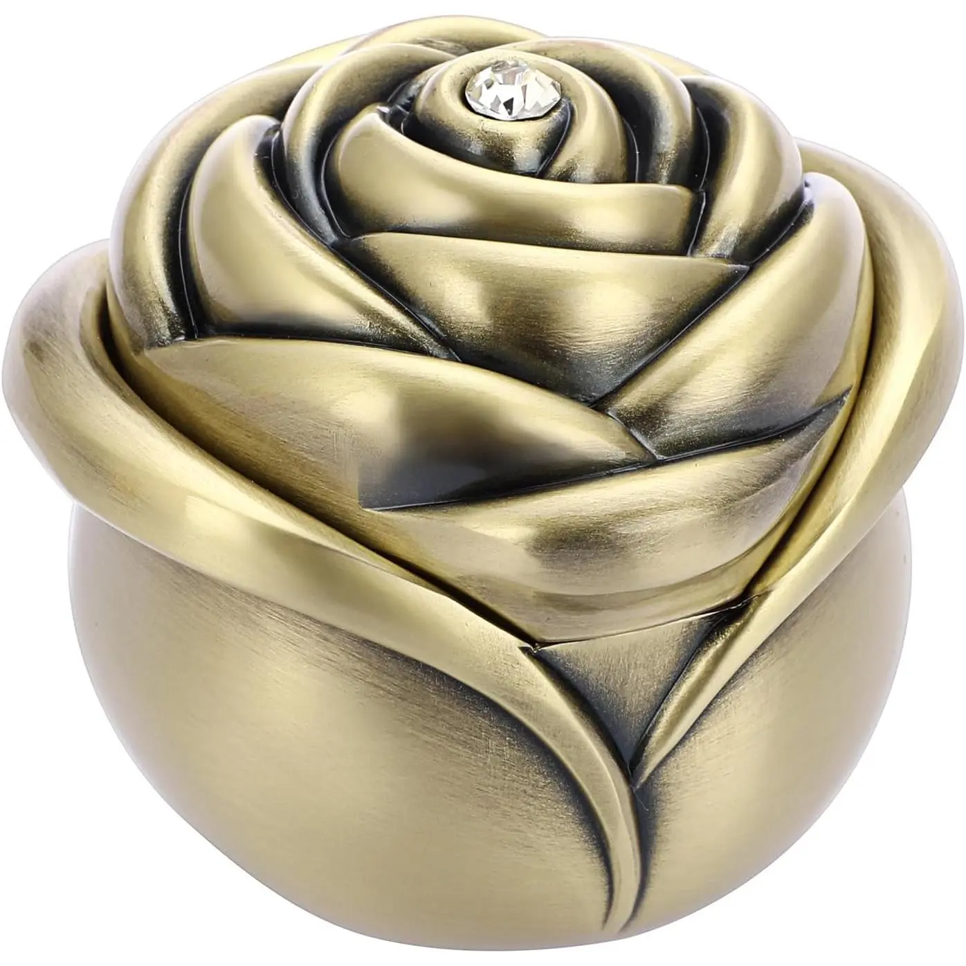 Small   Box, Rose Shape Ring Holder Treasure Chest Box for Women, Trinket Storage Case  Box for Rings Earrings Necklace, Bronze