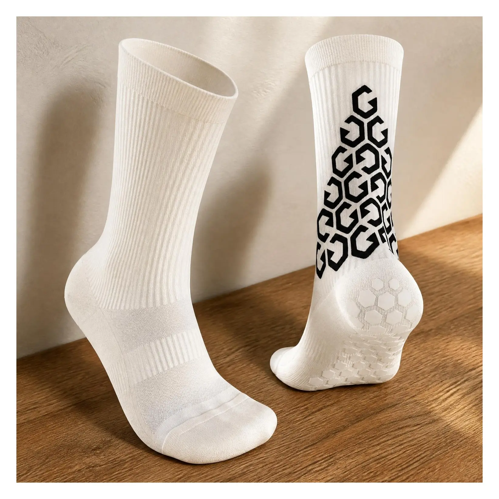Gravity Pro Unisex Crew-Length Grip Socks with Non-Slip Technology for Soccer, Running, and BasketballGift