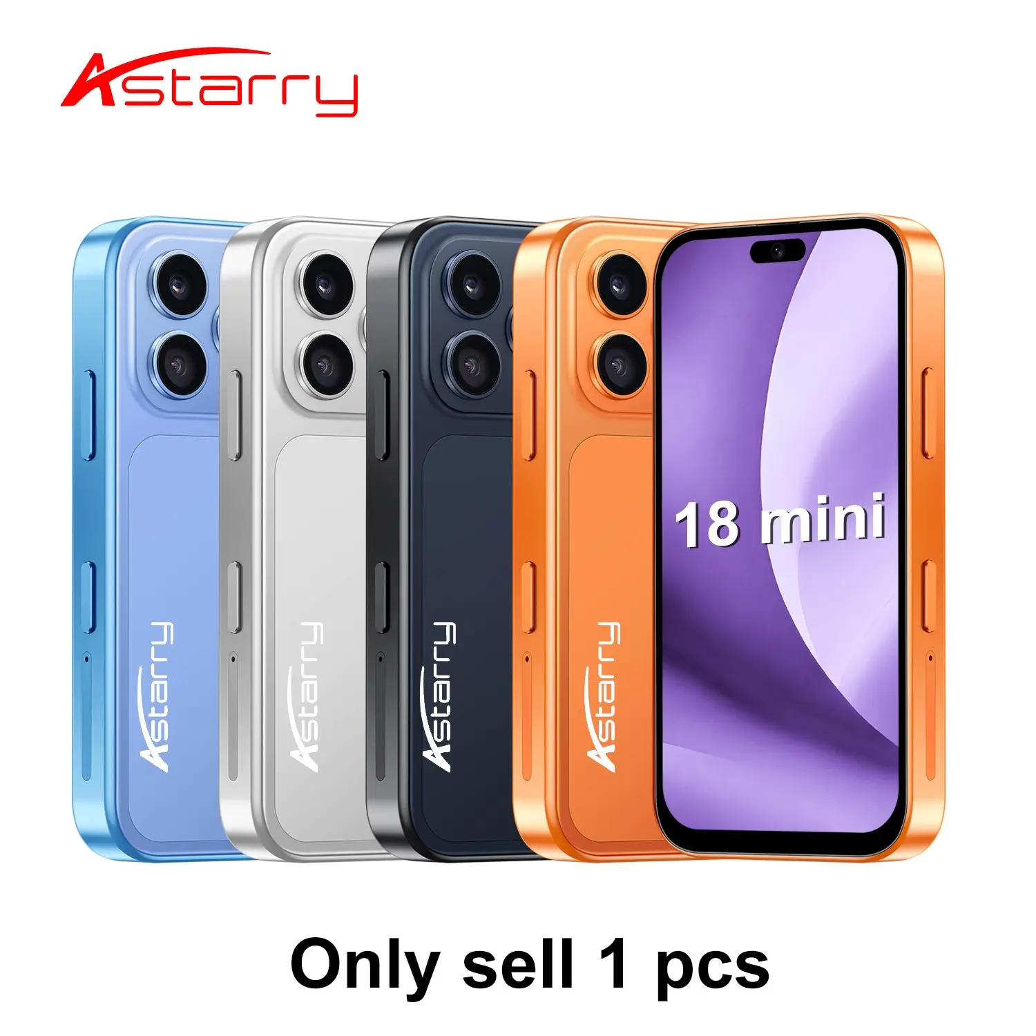 Astarry-18 Mini Smartphone, Touchscreen Phone, 2gb RAM + 16GB Storage, Mtk6580m Quad-Core, Android 10, Dual Camera, 3g, 2500mah Battery, Long Lasting