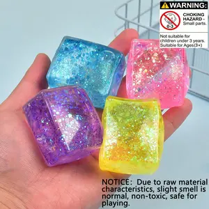 4pcs Aurora Malt Sugar Squishy Cubes, Realistic Cube Tofu, Slow Bounce Squeeze Toy, Stress Relief, Party Gift, Daily Use, Squishy Fidgets, Squishies Fidgets