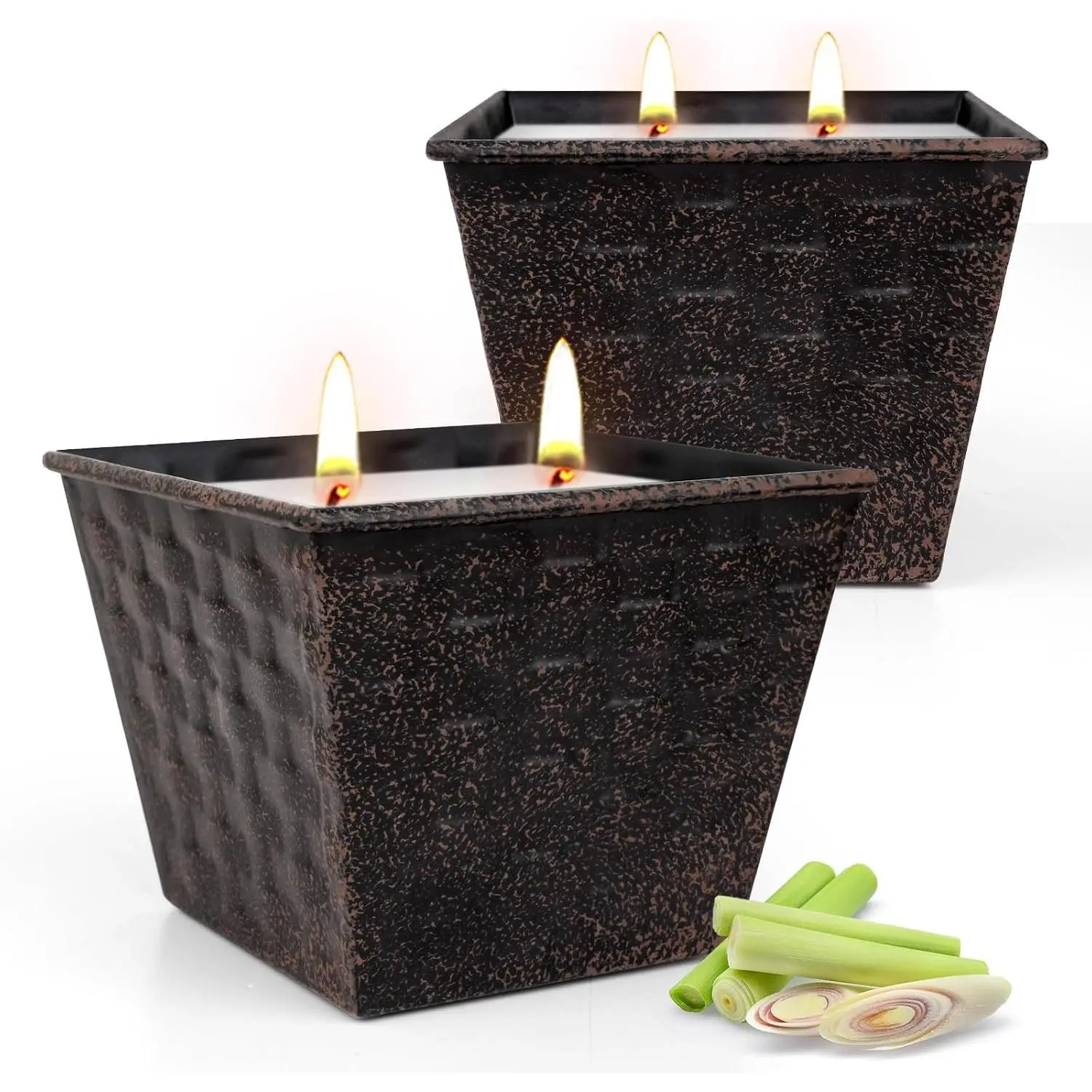2 Pack Large Double-Wick Citronella Soy Wax Candles, 12oz Each, 100-Hour Burn Time for Outdoor Patio, Camping, Backyard, Emergency & SurvivalGift