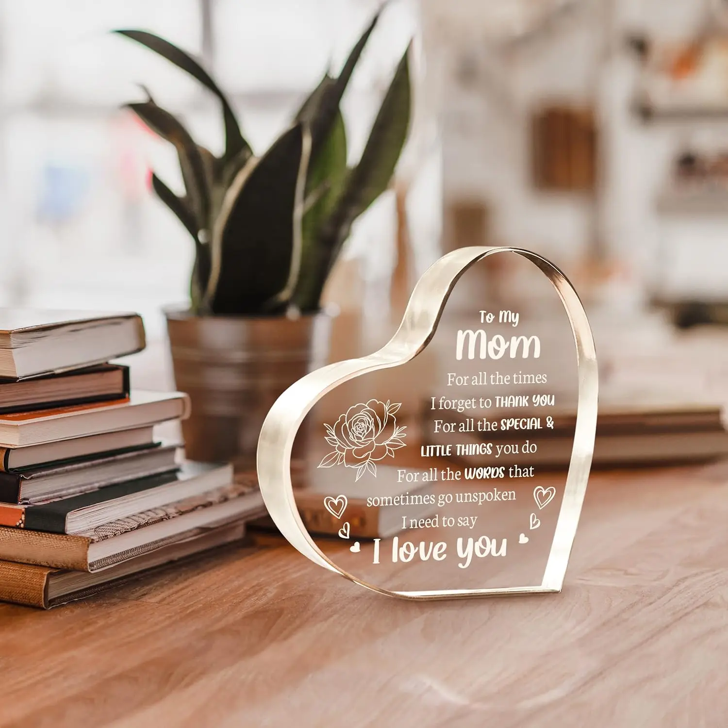 Personalized "I Love You Mom" Acrylic Keepsake Plaque - Custom Name, Engraved Phrase, Premium UV-Printed Home Decor Sign, Custom Speciality Gift for Child to Give on Birthday, Mother's Day