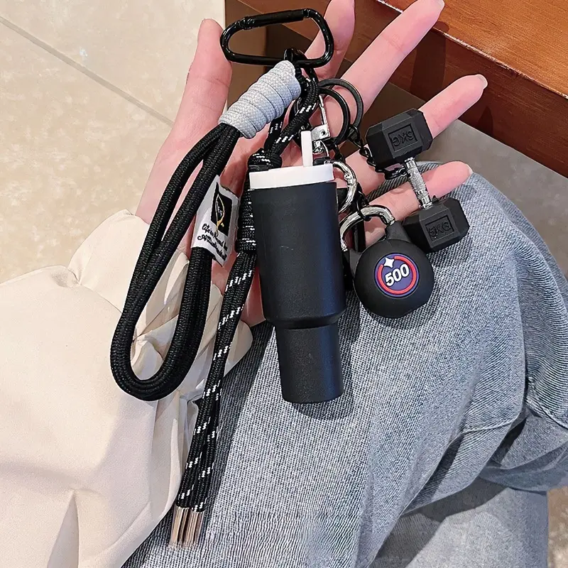 Iron Alloy Fitness Themed Keychain Wristlet - Stylish Iron Alloy Accessory, Attachable to Backpacks & Gym Bags, Portable Functional Party Gift for Workout Enthusiasts (Home & Festive Party Supplies) life