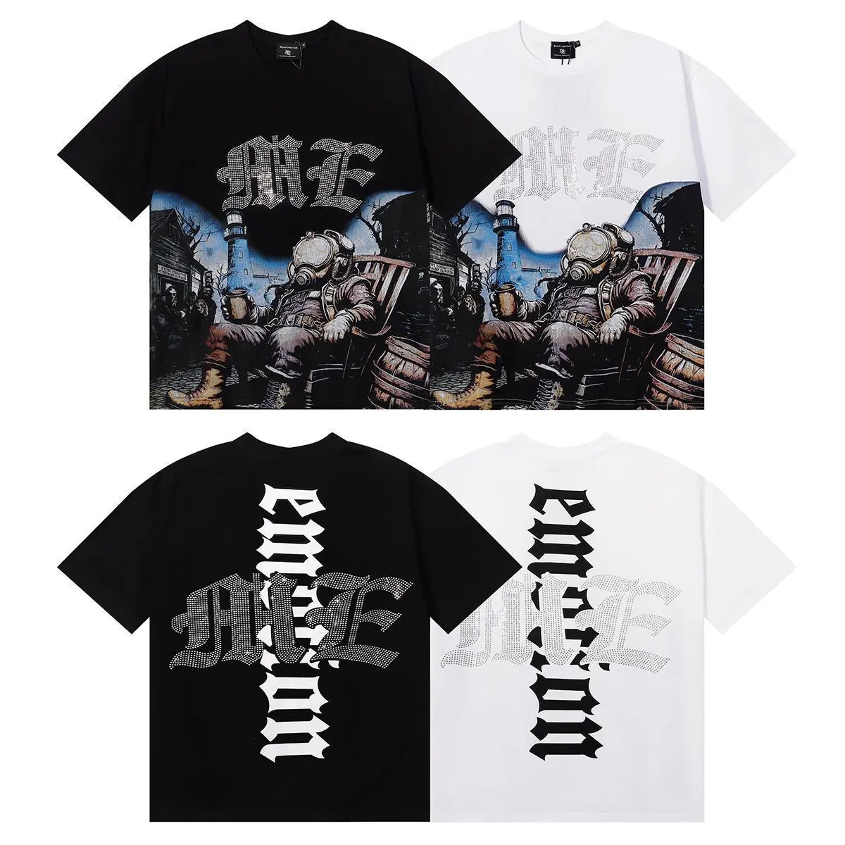 MIXED EMOTION Rhinestone Octopus Unisex Double Cotton Graphic Tee, Premium Vintage Y2K Streetwear Short Sleeve T-Shirt, Moisture Wicking Casual Top for Summer Festival & Back to School Outfits | graphic tees | oversized t shirt | tiktok shop deals