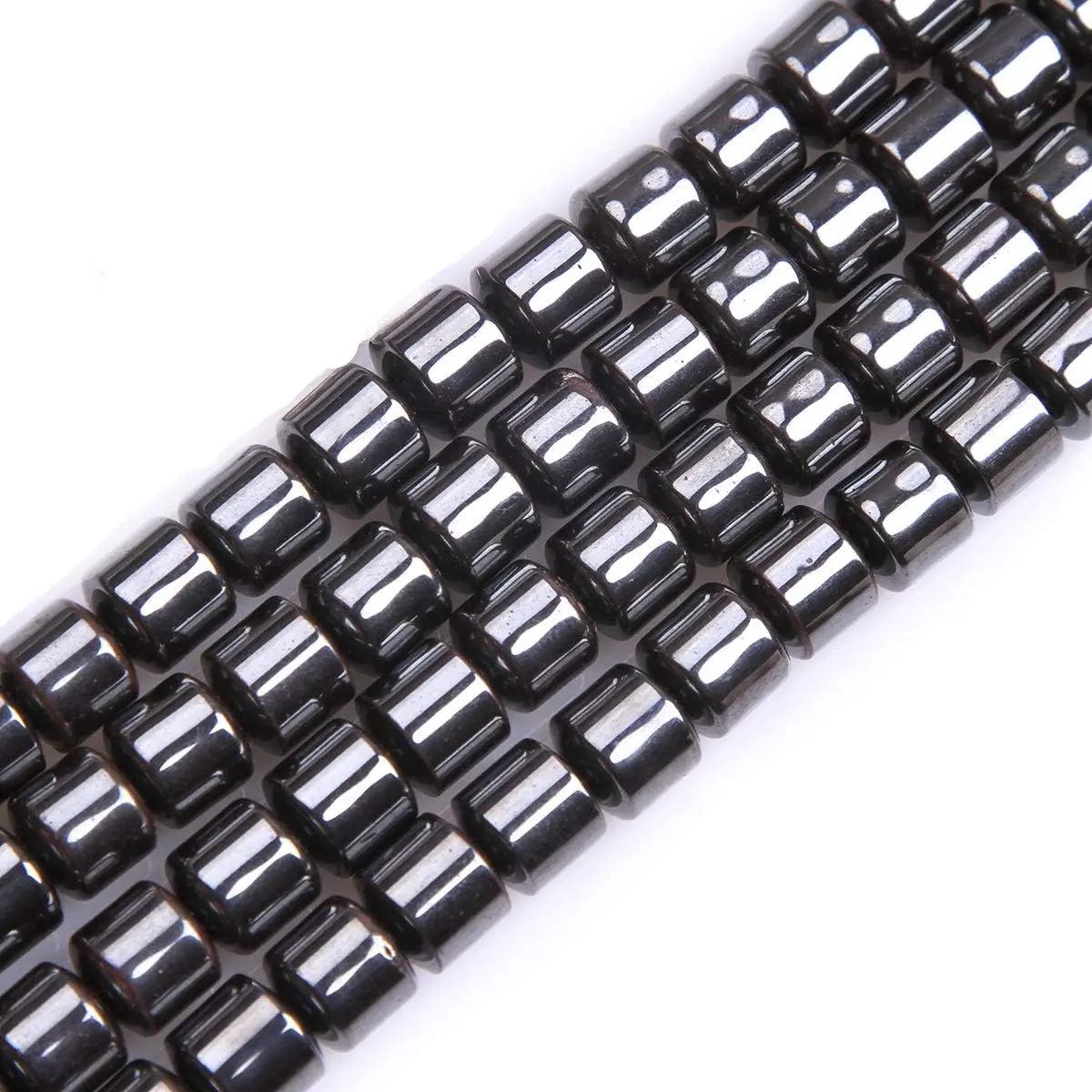 Black Hematite Non-  Losse Beads  8mm Drum Shape Energy Stone Power Beads for  Making 15"