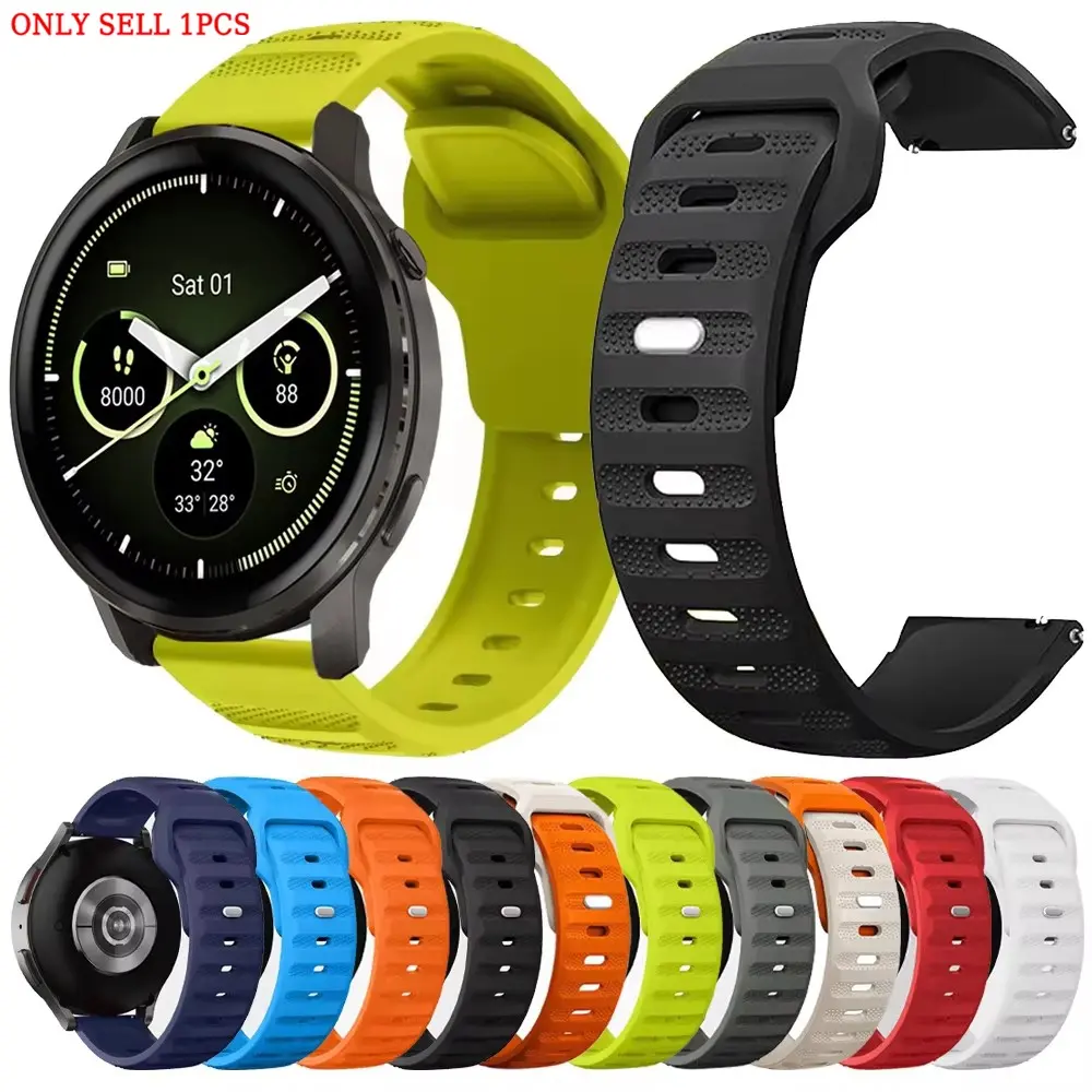 20mm 22mm Silicone Watch Strap For Garmin Venu 4 45mm/Vivoactive 4 5 6 Sport Wristband For Garmin Forerunner 170 70 570 165 265 255 645 Music Venu Sq 2 Plus Replacement Bracelet