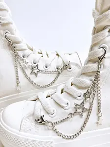 2pcs Rhinestone Star Pendant Shoe Chain, Y2K Style Shoe Decorations, Detachable Shoe Accessories, Casual All-Season Footwear Jewelry