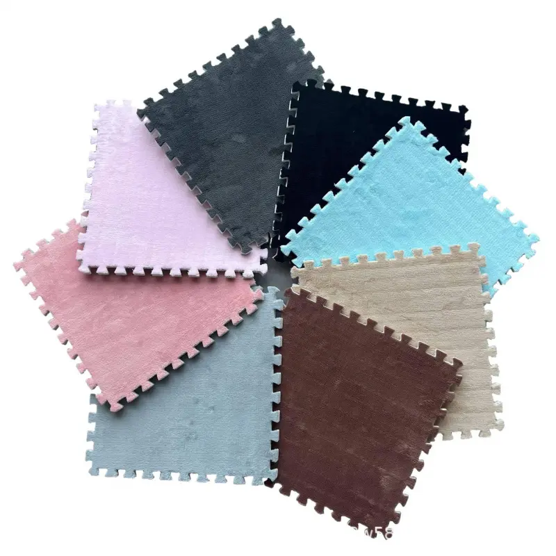Thickened plush carpet with interlocking tiles, washable, Home Decor Rug, suitable for full coverage in living rooms, balconies, and bay windows