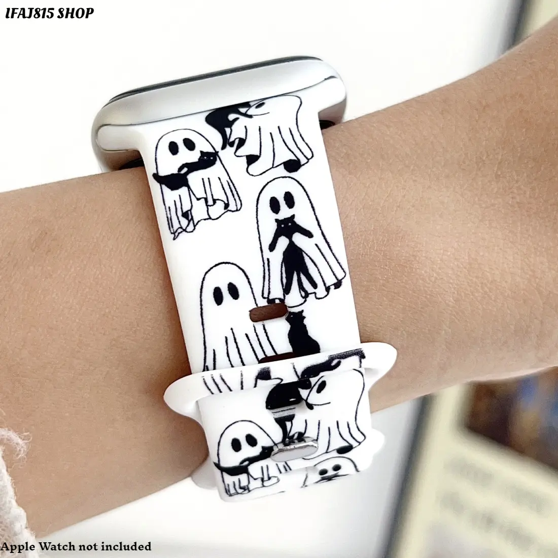 Halloween Silicone Apple Watch Band Compatible with Apple Watch Series 11 SE Ultra, Cute Printed Sport Replacement Wristband, Soft Waterproof Comfortable Watch Strap for Women Men, Perfect Daily Wear, Fitness, Party and Holiday Accessories, 38mm 40mm 41mm