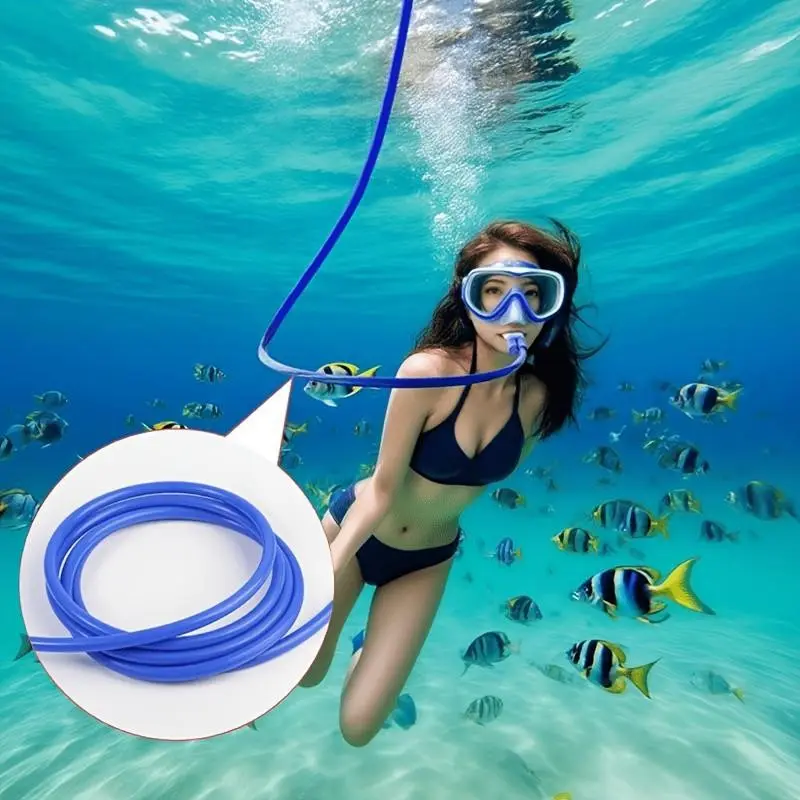 4m/157.48 Inch Dry Sn Snorkel Tube, Anti-Choking Leakproof Silicone Underwater Breathing Tube, Deep Sea Diving Training Equipment