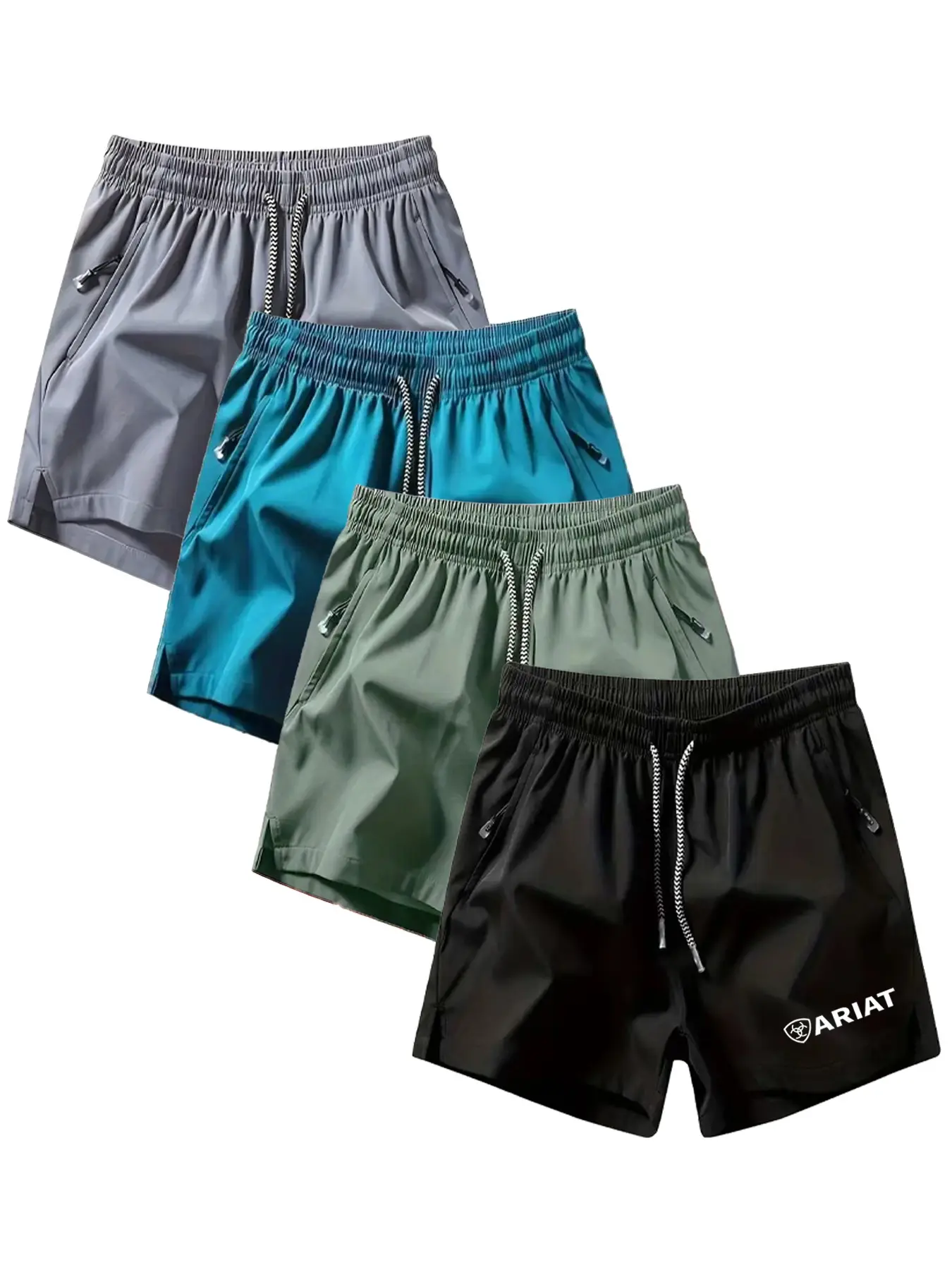 Men's Summer Quick-Dry Sport Shorts, Drawstring Zip Pocket Five-Quarter Pants, Breathable Loose Fit for Fitness Running Beach Home Commute, Drawstring Athletic Shorts