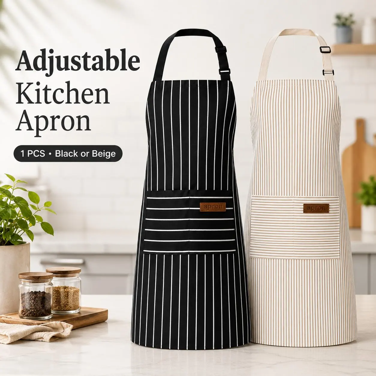 Multicolor Adjustable Kitchen Aprons with Pockets, Chef Cooking Aprons for Women Men, Home Baking, BBQ & Daily Kitchen Use