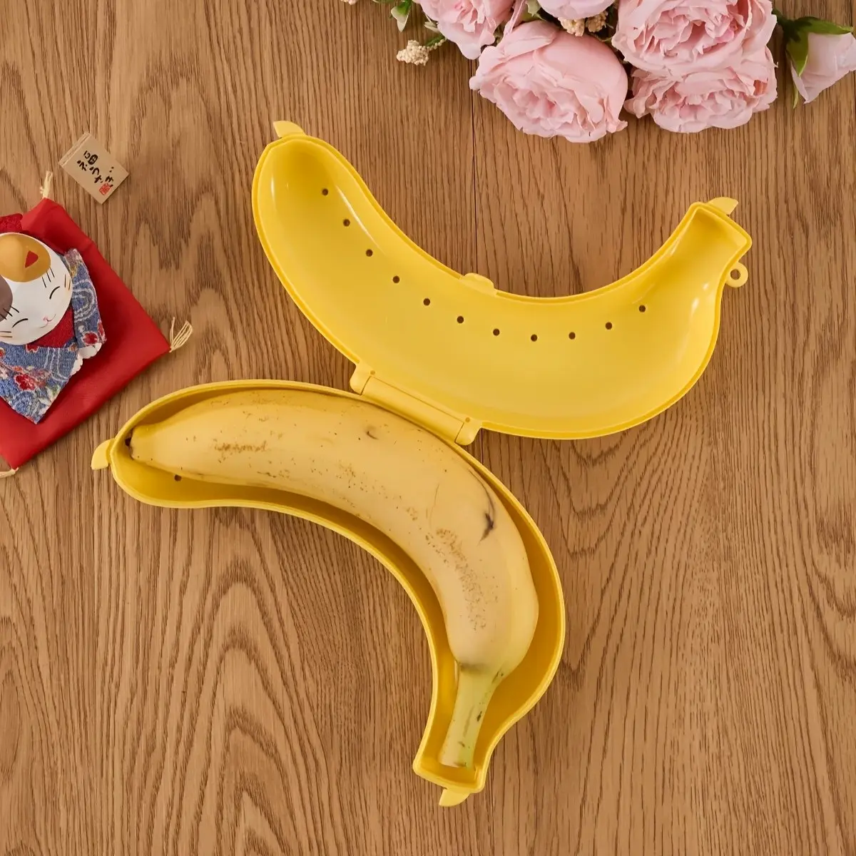 Portable Plastic Banana Box, School Travel Picnic Takeout Anti-Compression Banana Protector, Plastic Banana Shape Protective Case