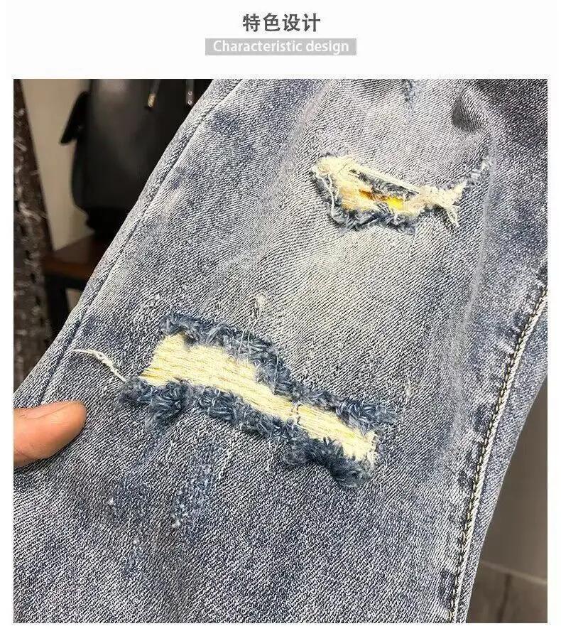 Fashion Men's Casual Jeans vintage Spring and Autumn Slim Ripped Jean Pants with HOLE Design  Men Clothing Luxury Cargo Pants