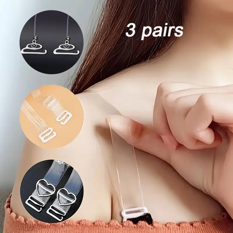 3 Pairs Elegant Transparent Invisible Bra Straps, Comfortable Non-Slip Elastic Women's Underwear Accessories, Ultra-Thin Invisible Straps