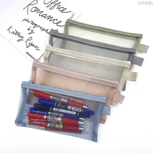 3/5 Pack Nylon Clear Mesh A6 Pen Bag Portable Zipper Stationery Organizer Transparent Pencil Case for Students School Office Art Supply Storage