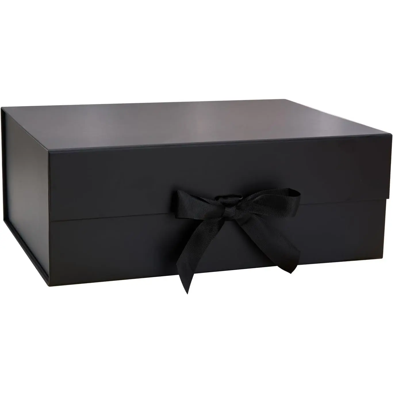 Black  Box 13"x10"x4.7" with Lid, Luxury  Box with Ribbon, Collapsible Large  Boxes for Presents Packaging, Easy Assemble for Bridesmaid Proposal, Wedding, Party Favors (Black)
