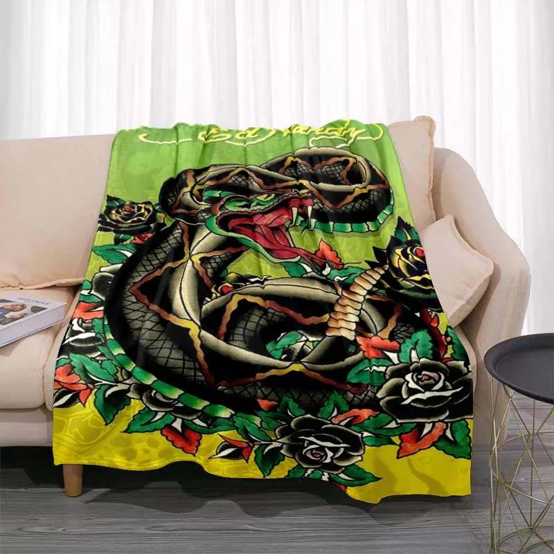 3dED- HARDY Tattoo Tiger Skull Blanket Living Room Bedroom Sofa Soft and Comfortable Warm Blanket Office Leisure Blanket