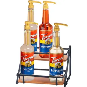 Coffee Syrup Rack Organizer 6 Bottles Syrup Holder Stand for Coffee Bar 2-Tier Syrup Storage Shelves for Coffee Station Kitchen Spice Wine Rack for Syrup Wine Dressing