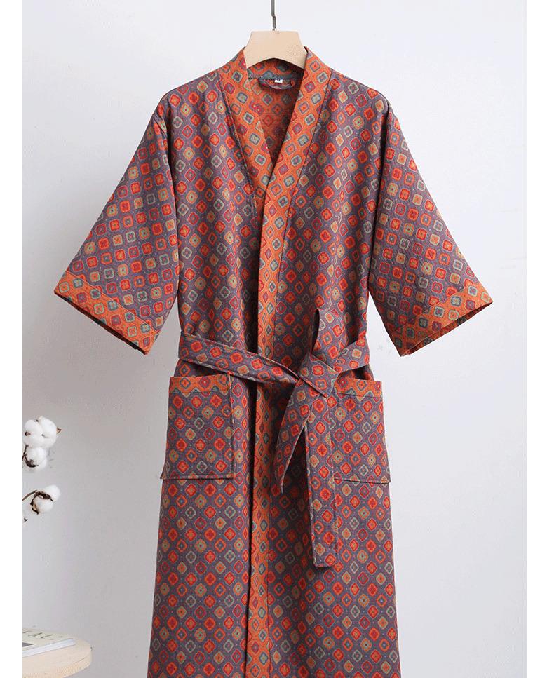 Pure cotton double-layer gauze bathrobe, Class A, spring/summer thin pajamas, home wear, couple's bathrobe, absorbent and quick-drying bathrobe