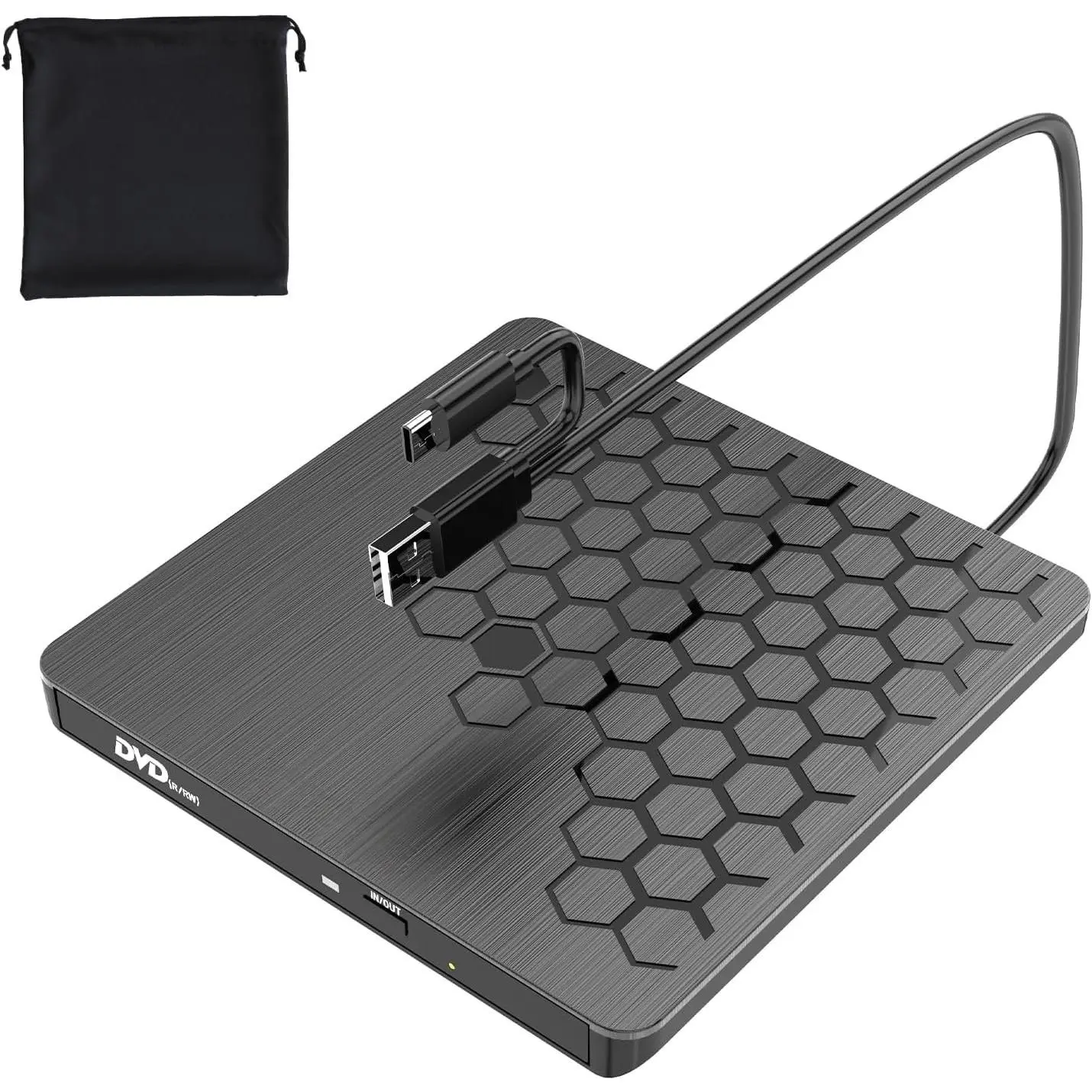 External CD DVD Drive, 0.5″ Ultra Slim USB 3.0 Type-C DVD Player, CD DVD+/-RW Optical Drive, Portable DVD CD Burner Reader Writer Recorder for Laptop, Desktop, , Windows 11/10/8/7, Linux, Black